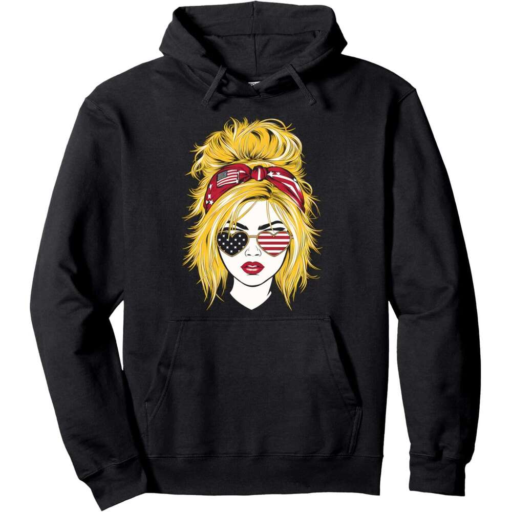 Hoodie for Mens Womens American Flag Sunglasses Retro USA Flag Patriotic 4th Of Pullover Hoodie Hoodies sweatshirt pullover jacket Long sleeve