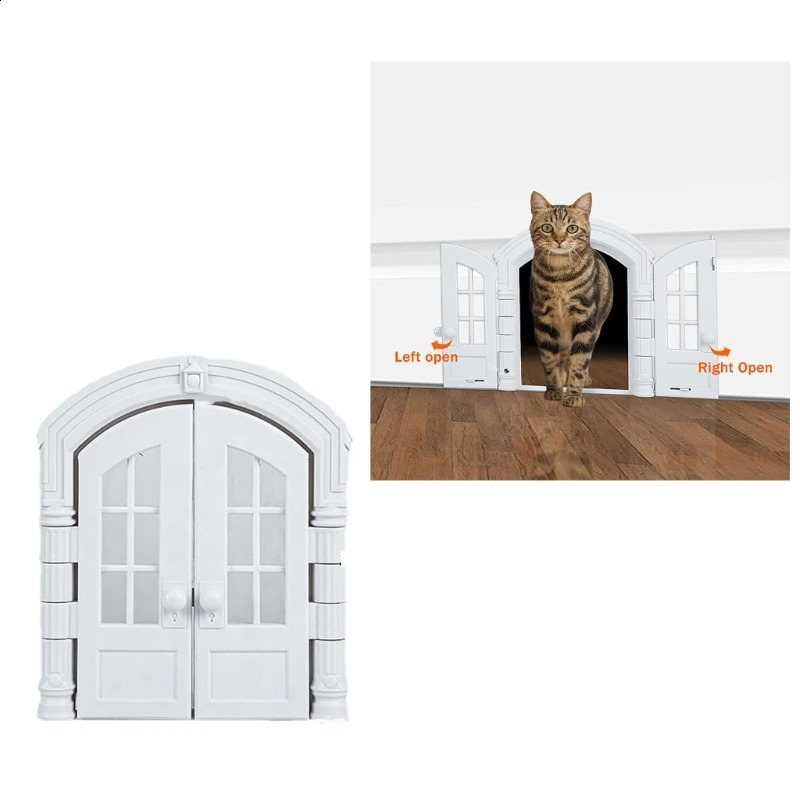 Inertior Door for Small Cats Easy Install Pet Door without Flap for Pets up to 10kg French Doors Drop 240819