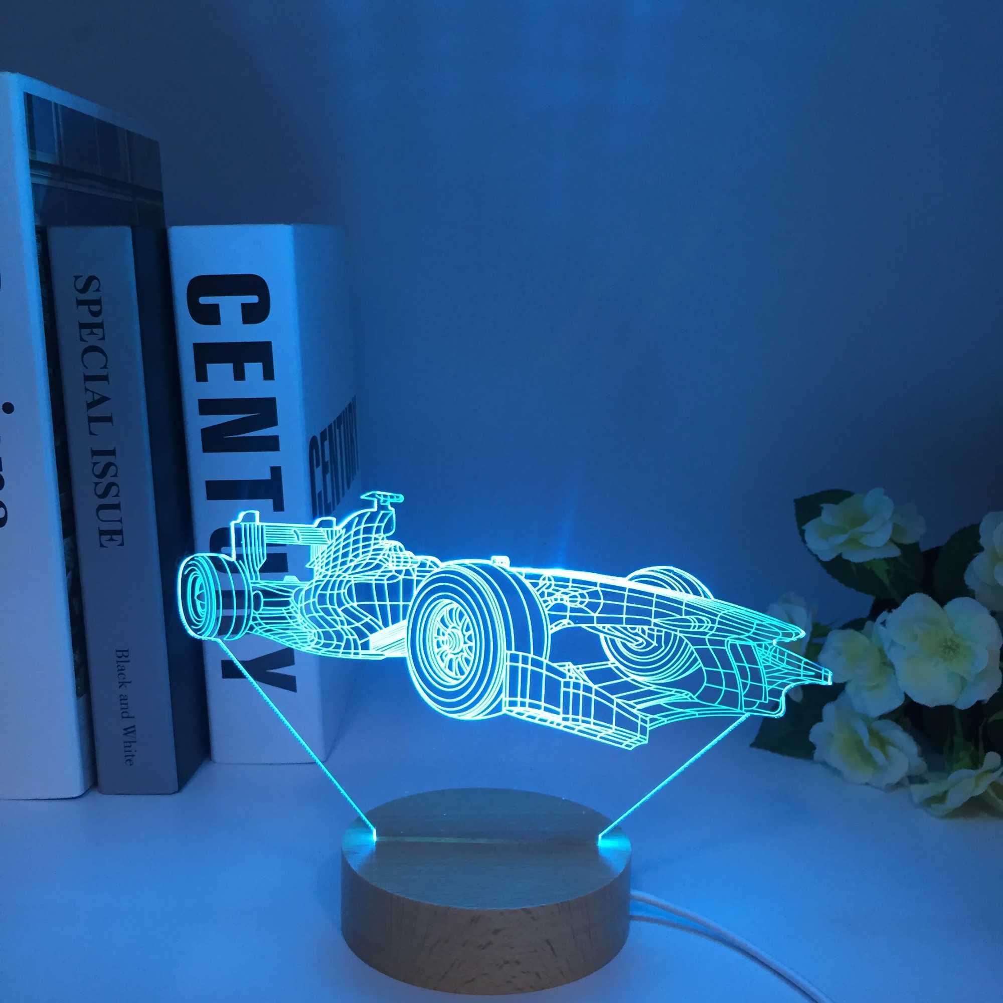 Sports Car F1 3D Fantasy Light Childrens Bedroom Decoration Night Light Color Change Atmospheric Activity Award LED Night Light Supercar B2408119