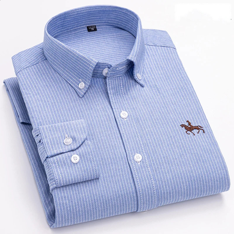 S~6XL Large Size 100% Cotton Oxford Mens Shirt Long Sleeve Soft Formal Business Office Fashion Casual Quality Mens Clothing 240818