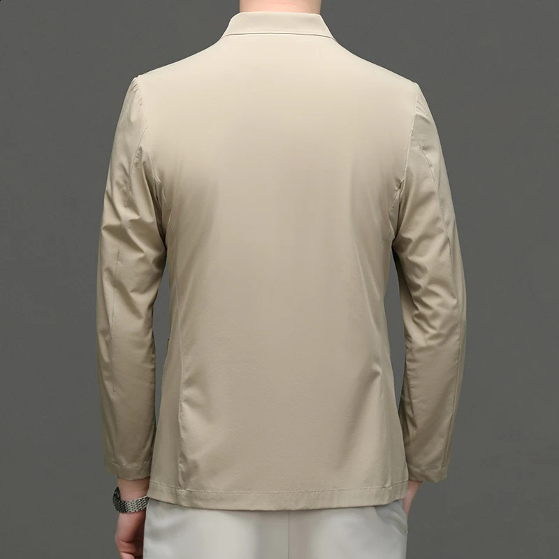 Mens Suit Jacket Summer Ultra-Thin Breathable High Elastic Lightweight Ice Silk Sun Protection Casual Suit Jacket Men 240816