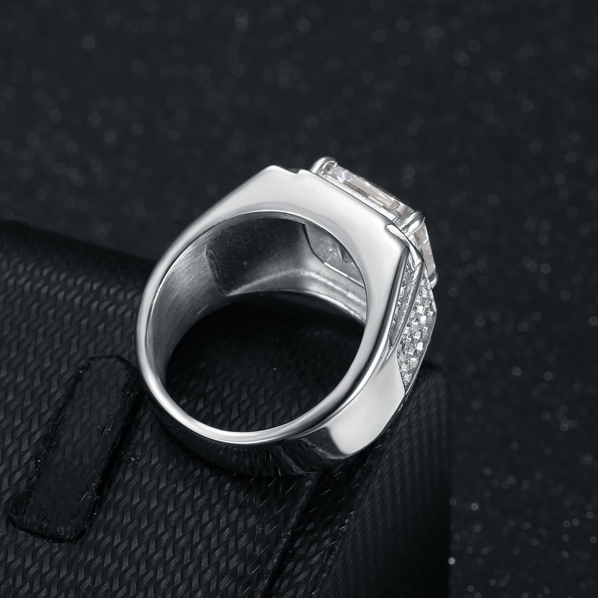 Hip Hop 316LStainless Steel Square Ring Titanium Steel Gold Plated Mens Jewelry