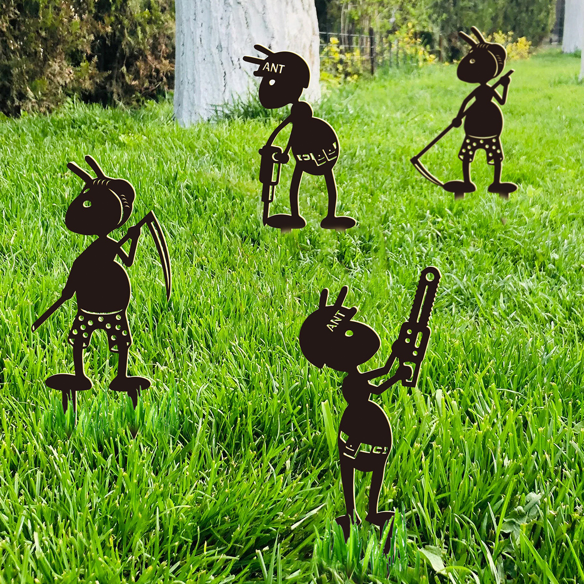 Home Garden Patio Fence Yard Lawn Art Decor Ant Silhouette Garden With Stakes