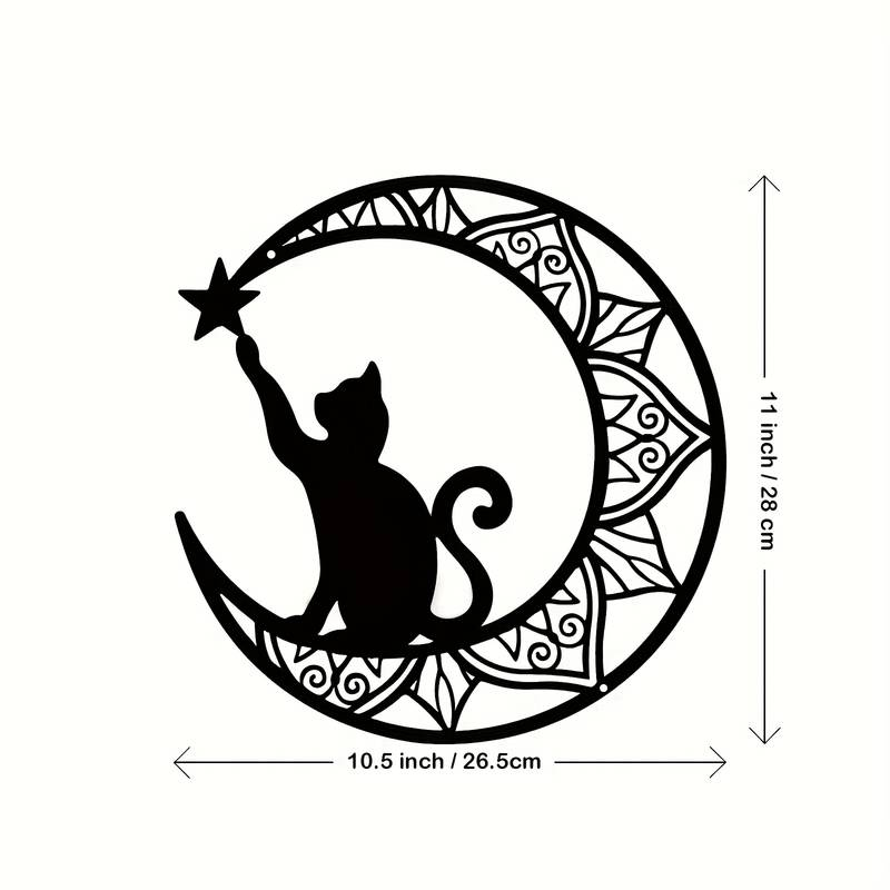 Interior and Exterior Decorating Cat Lovers Premium Black Cat and Moon Wall Art