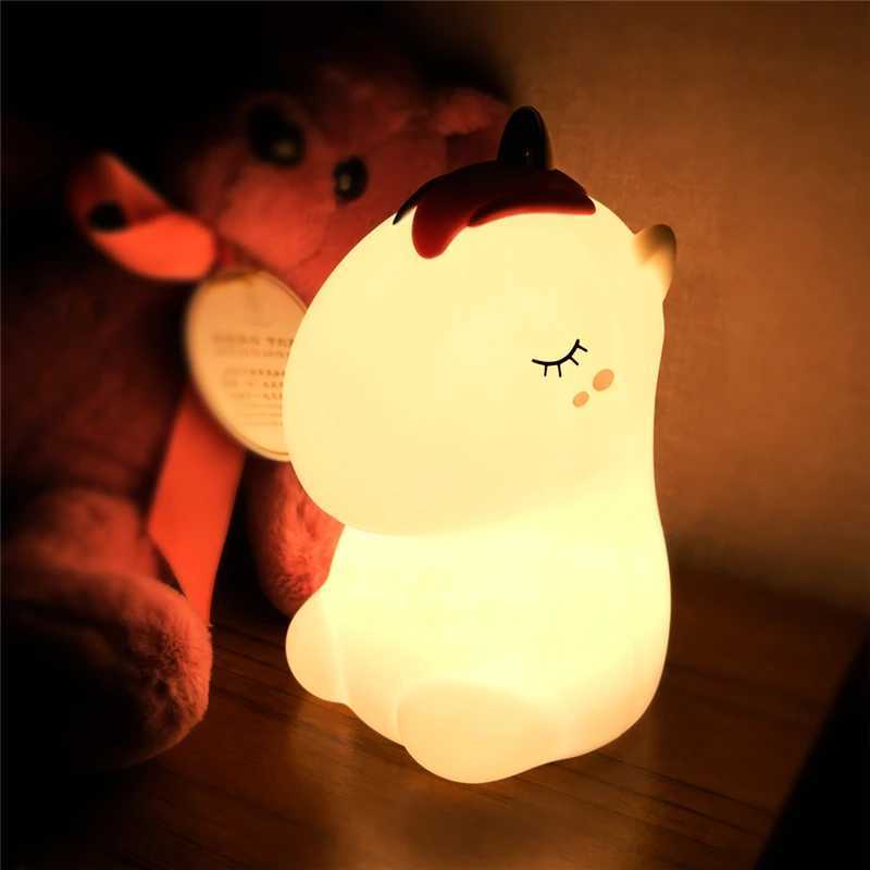 Silicone Unicorn LED Night Light Color USB Charging Light for Childrens Bed Used for Childrens Room Decoration Direct Shipping W240816