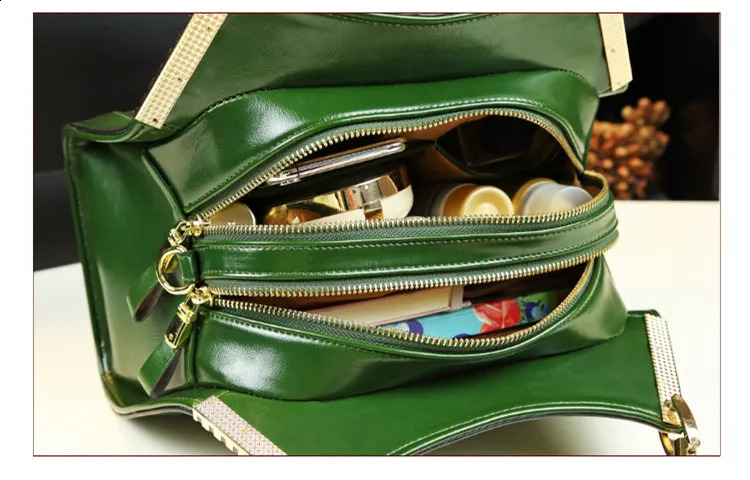 Genuine leather pattern handbag Women middle-aged female mother shoulder messenger multi-layer large bag 240816 c35d 4