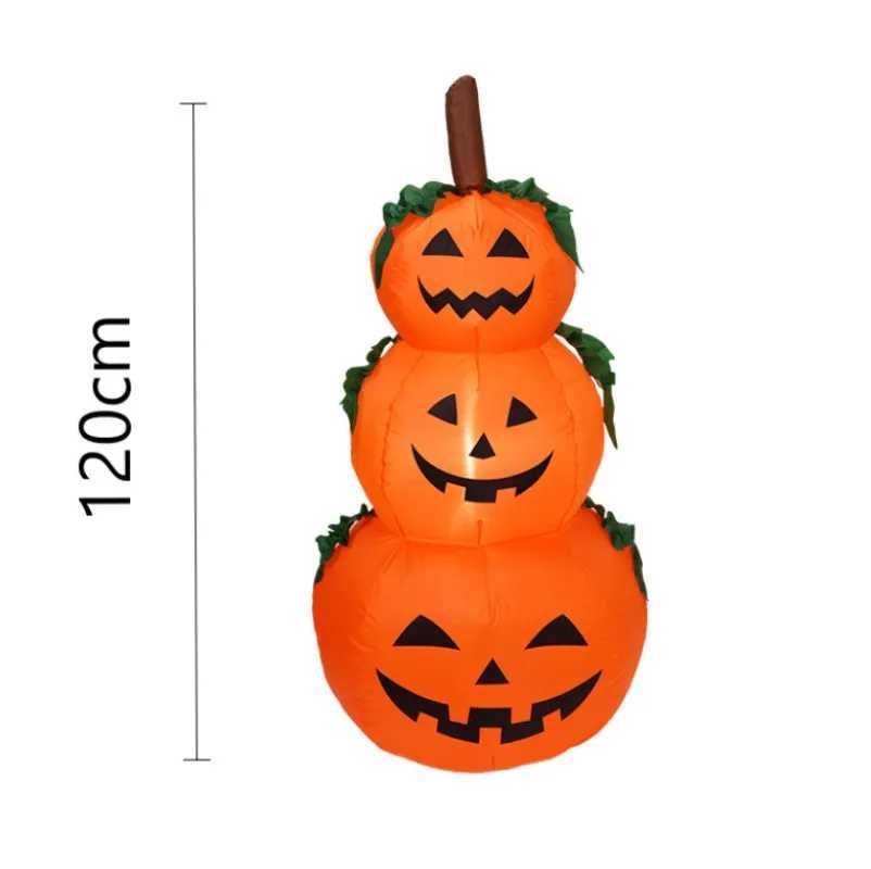 1.2 M Halloween Inflatable Pumpkin with LED Outdoor Decoration Horror Home Garden Courtyard Tombstone Decoration Haunted PropsXJ240817