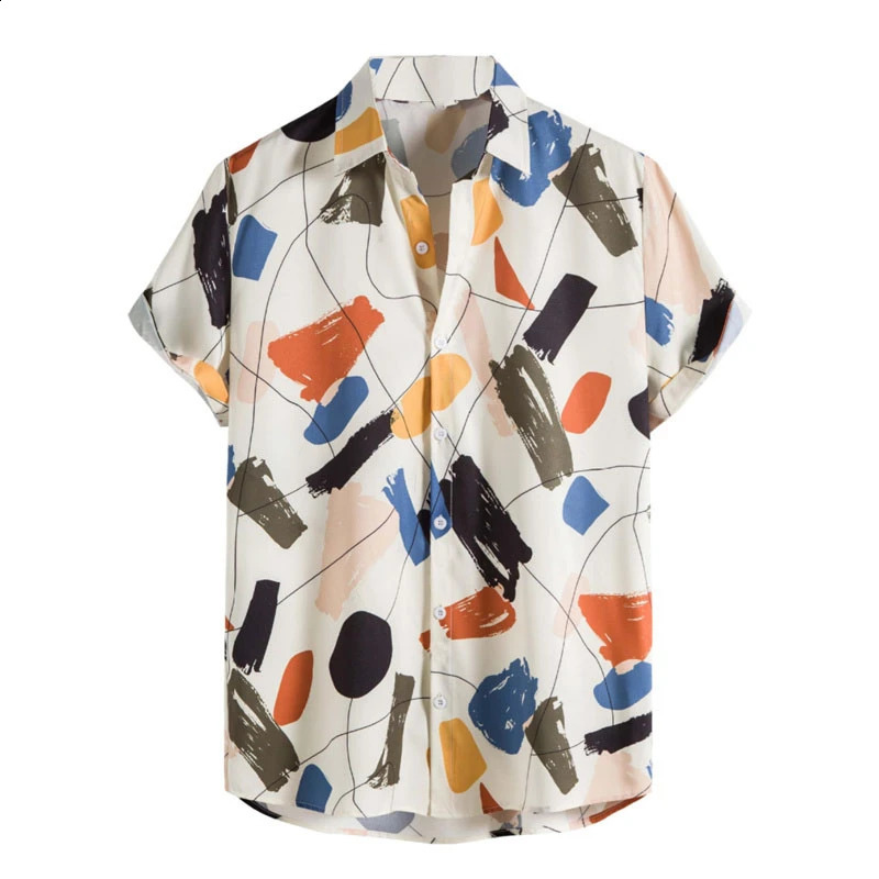 Mens shirt lapel summer short-sleeved style for work daily casual breathable comfortable simple and fashionable 240816