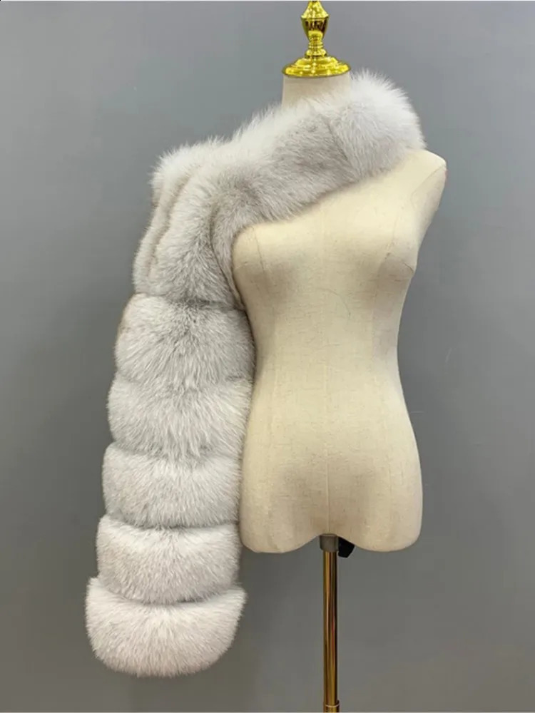 Fashion Spring High Quality Short Faux Fox Fur Coat Women One Shoulder Long Sleeve Warm Mink Jackets Furry Coat Femme Top 240816