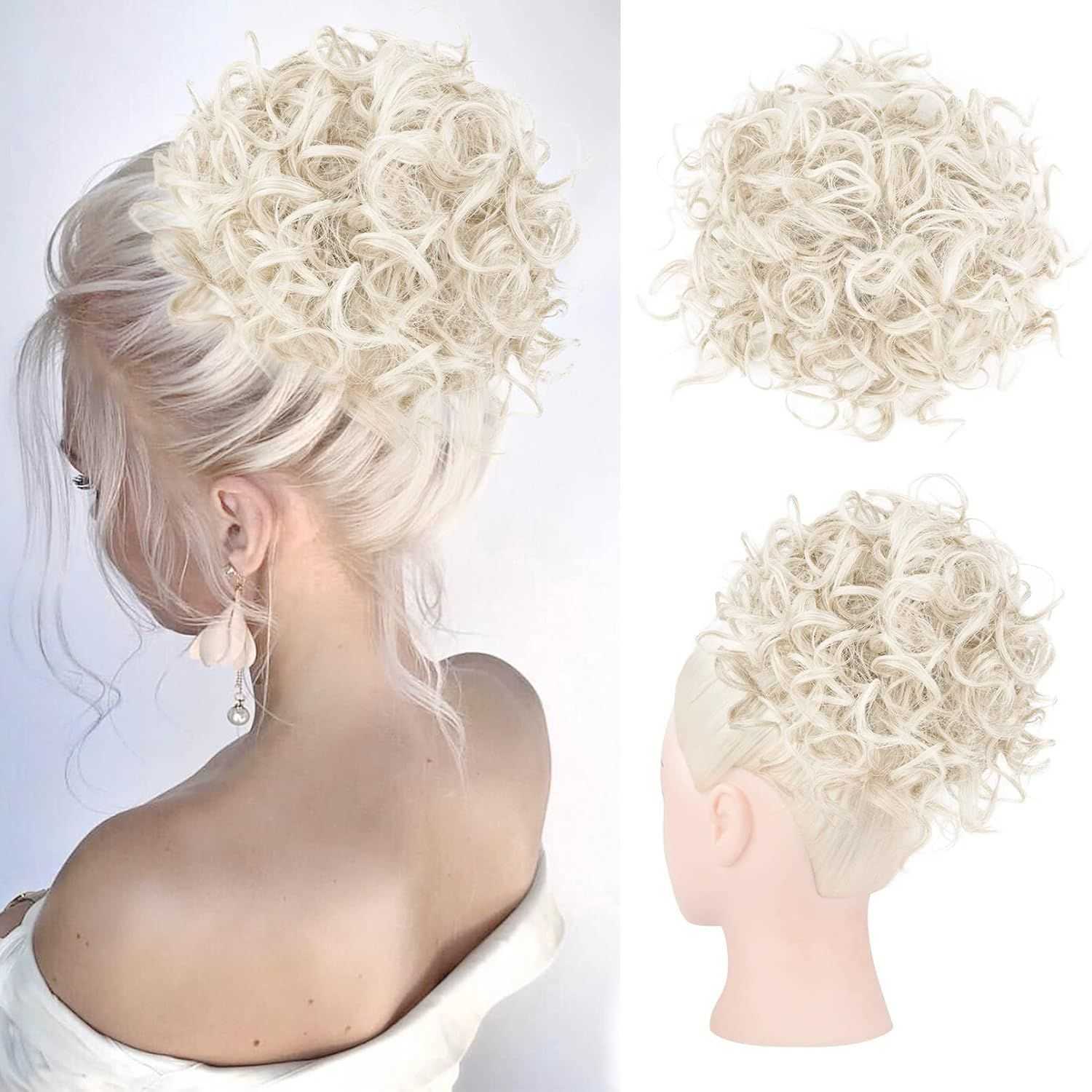 Synthetic Wigs High temperature silk synthetic wig with ponytail drawstring small curly short curly hair hair bun Q240819