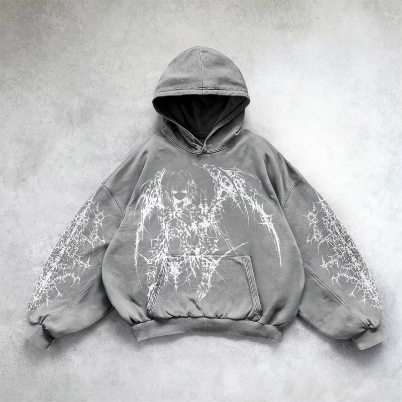 Haruku y2k heart pattern hoodie goth oversized hoodies women streetwear sweatshirt tracksuit men couples tops gothic clothes 240820