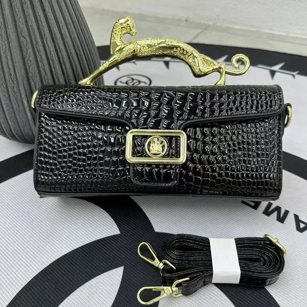 er Leather Pattern Fashion Handbag Leopard Shape Metal Handle High Quality Crossbody Womens Bag 240816 acae