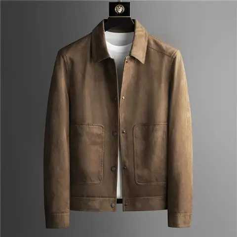Designer jacket Autumn New Fashion Suede Jackets Men Clothing Turn Down Collar Slim Fit Casual Outwear Coats Single Breasted Chaqueta H70 M240819