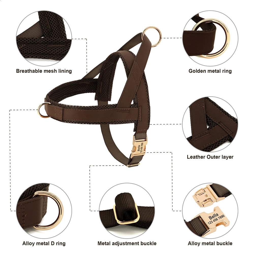 Personalized Nylon Dog Harness No Pull Pet Dog Harness Vest Free Engraved For Medium Large Dogs Walking Training Pet Supplies 240819