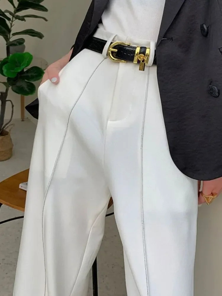 Solid Womens Summer Pants High Waist Loose Wide Leg Pants Korean Fashion Straight Trousers Women High Street Suit Pants Female 240816