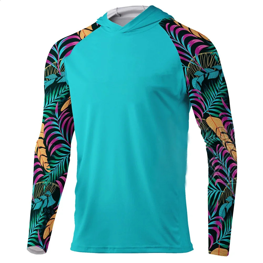 Fishing Hoodie Mens Summer Green Camouflage Long Sleeve Fishing Shirt Sunscreen Sports Jacket Fishing Shirt 240815