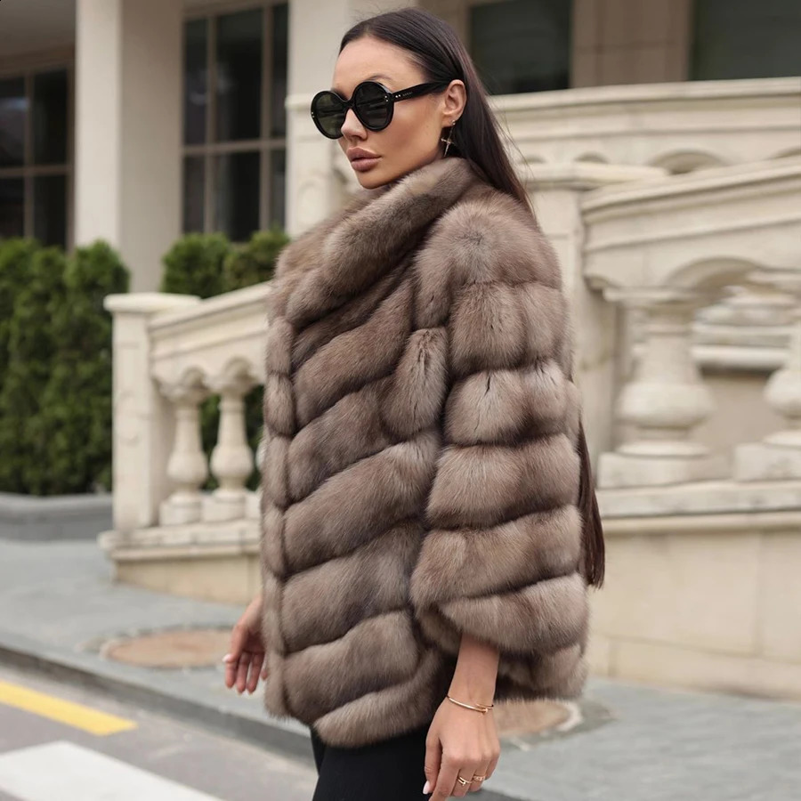 Real Fox Fur Coats Womens Genuine Fur Jackets Women Fox Fur Coat Winter Warm Furry Jacket 240816