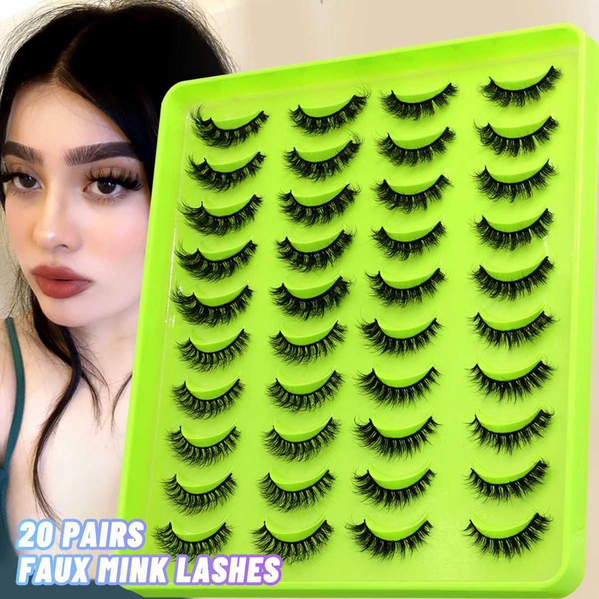 Groinneya eyelashes 5/10/20 double 3D artificial mink fluffy false eyelashes dramatic curly eyelashes eyelash extension makeup W240803