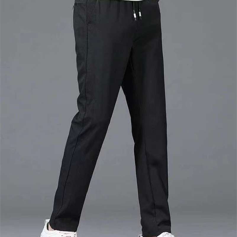 Ice Silk Mens Pants 2024 Summer Black Gray Thin Business Casual Pants Outdoor Elastic Breathable Straight Leg Sweatpants 240816