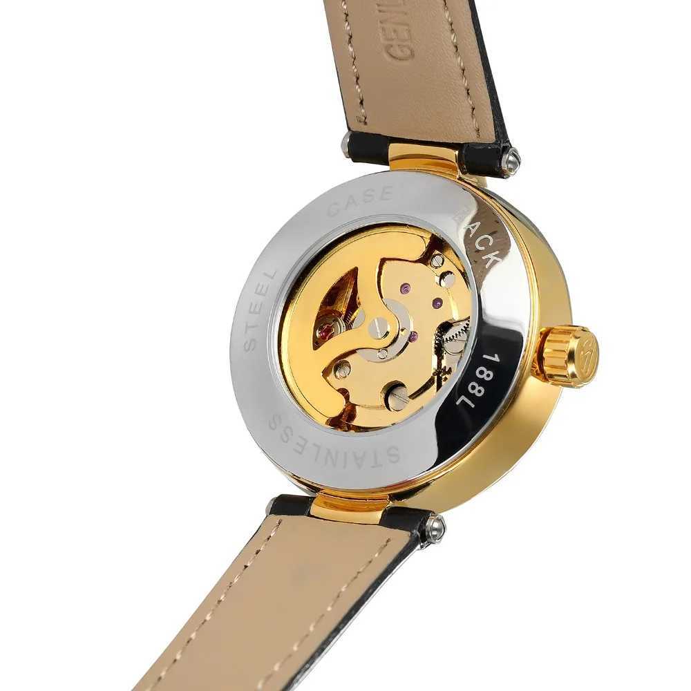 FORSING Women White Golden Skeleton Automatic Mechanical Ladies Fashion Busin Luminous Wrist Relogio Homme Saati W250104