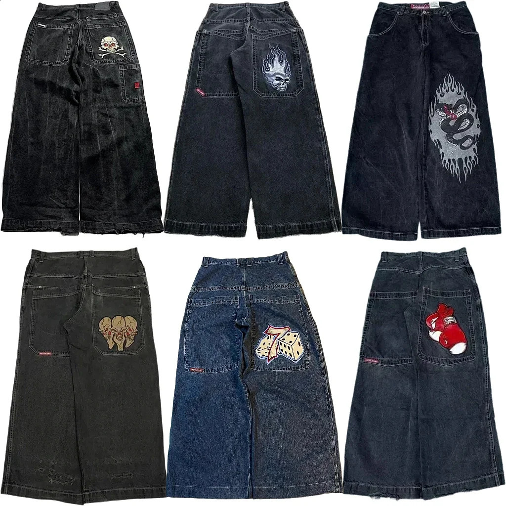 Jeans Y2K Women Baggy Jeans High Quality Embroidered Streetwear Hip Hop High Waisted Jeans Vintage Mens Wide Leg Pants