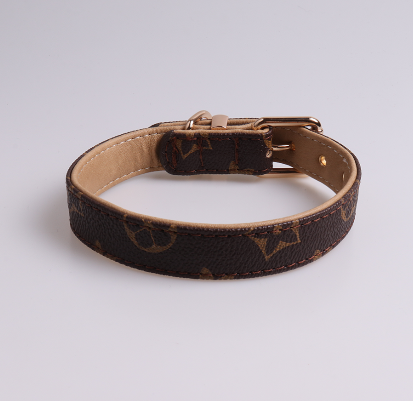 Dog Collars Leash Set Classic Presbya Designer Letters Pattern Print Leashes PU Leather Fashion Casual Adjustable Dogs Cats Neck Strap Cute Pet Collar