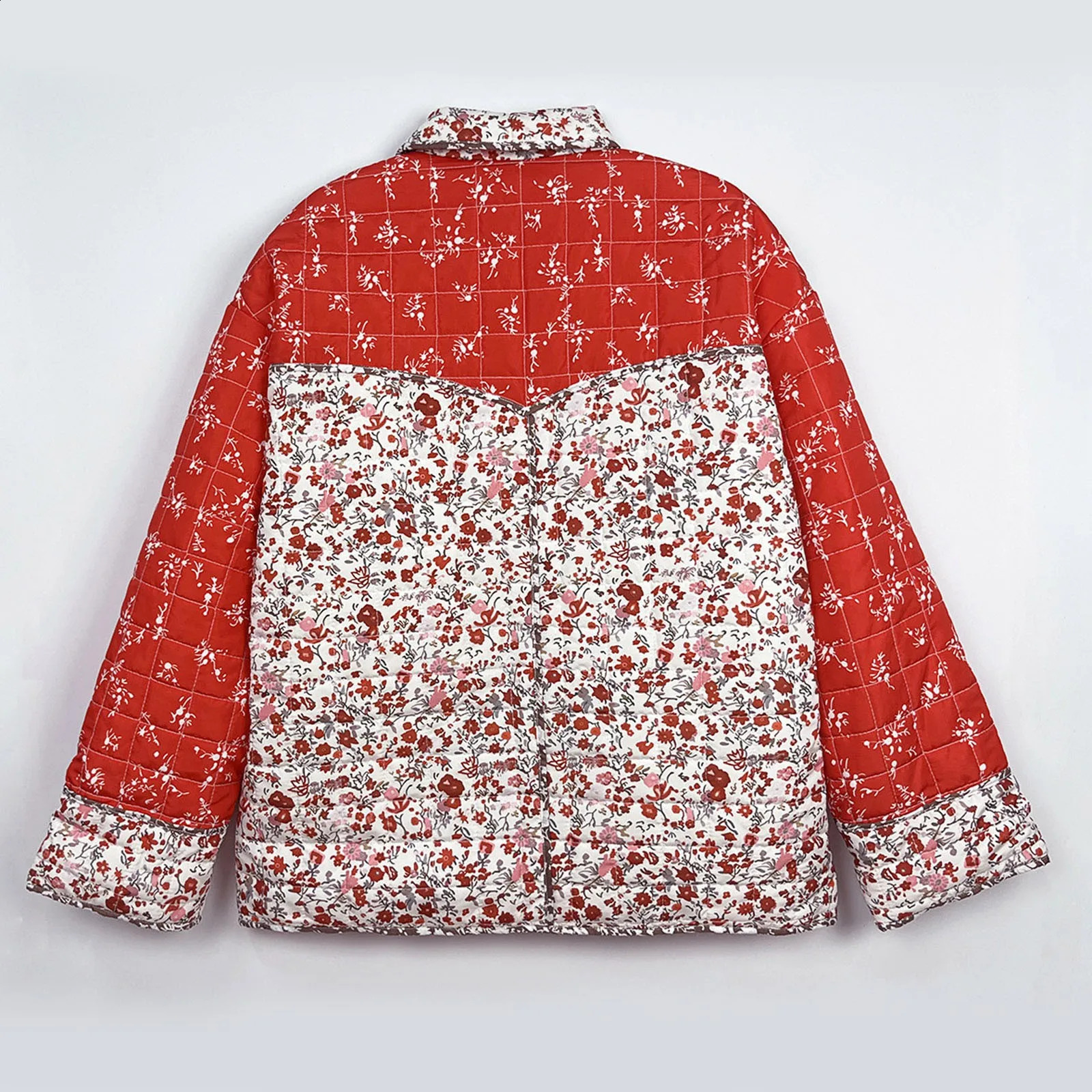 Jackets For Women Floral Printed Lightweight Open Front Quilted Coat WomenS Street Fashion Printed Cotton Clothes Chaquetas 240819