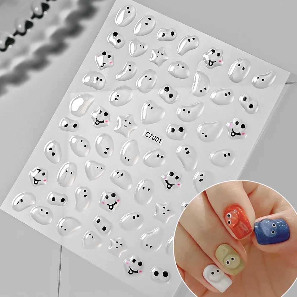 1PCS Summer Eyes 3D Jelly Nail Stickers Sausage Mouth Big Lips Smile Expression Design Self Adhesive Nail Art StickersXJ250120