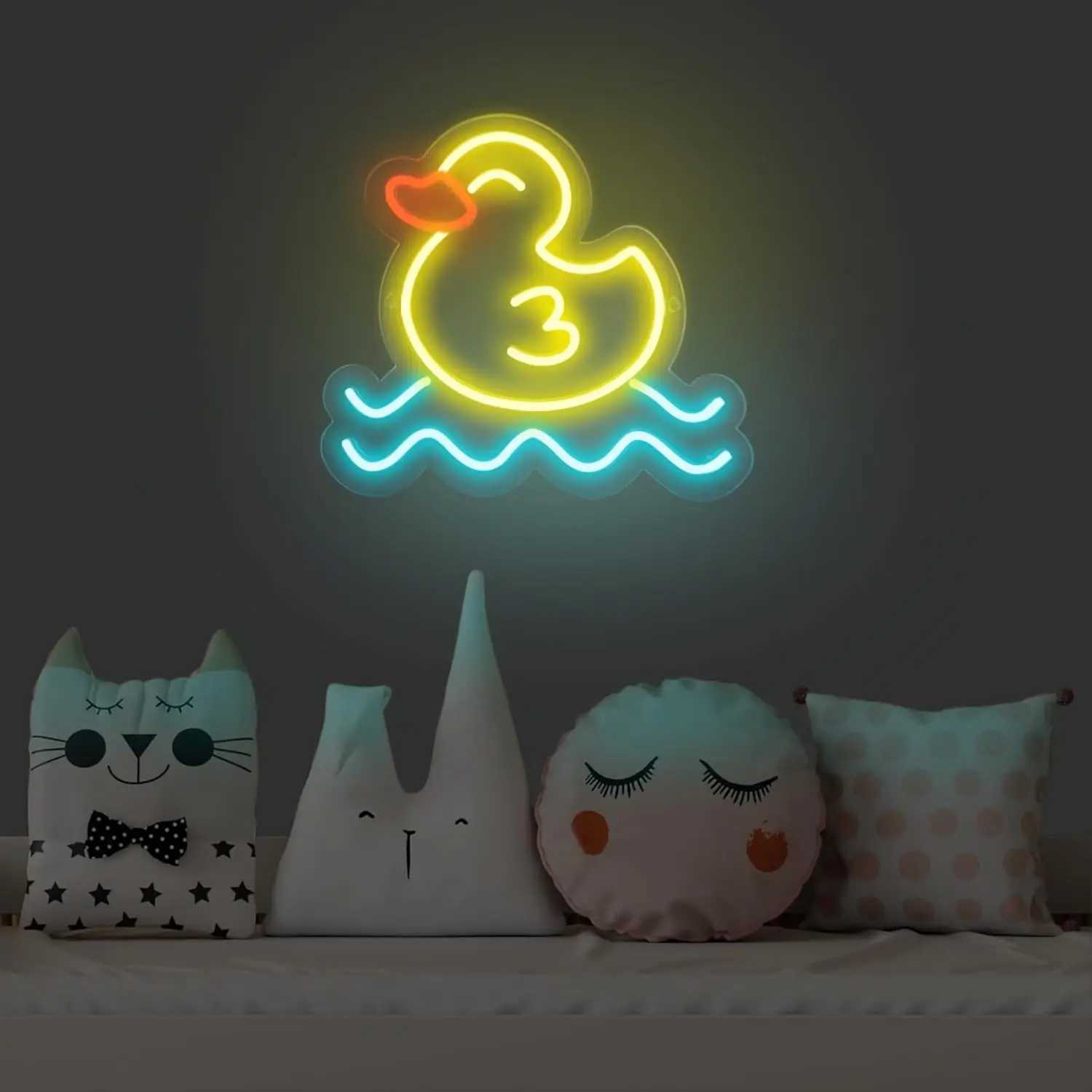 Duck Neon Sign Birthday Gift for Kids Room Decor LED Neon Light Sign By USB Night Light With Dimmable Duck Decor for Wall Decor Y240817
