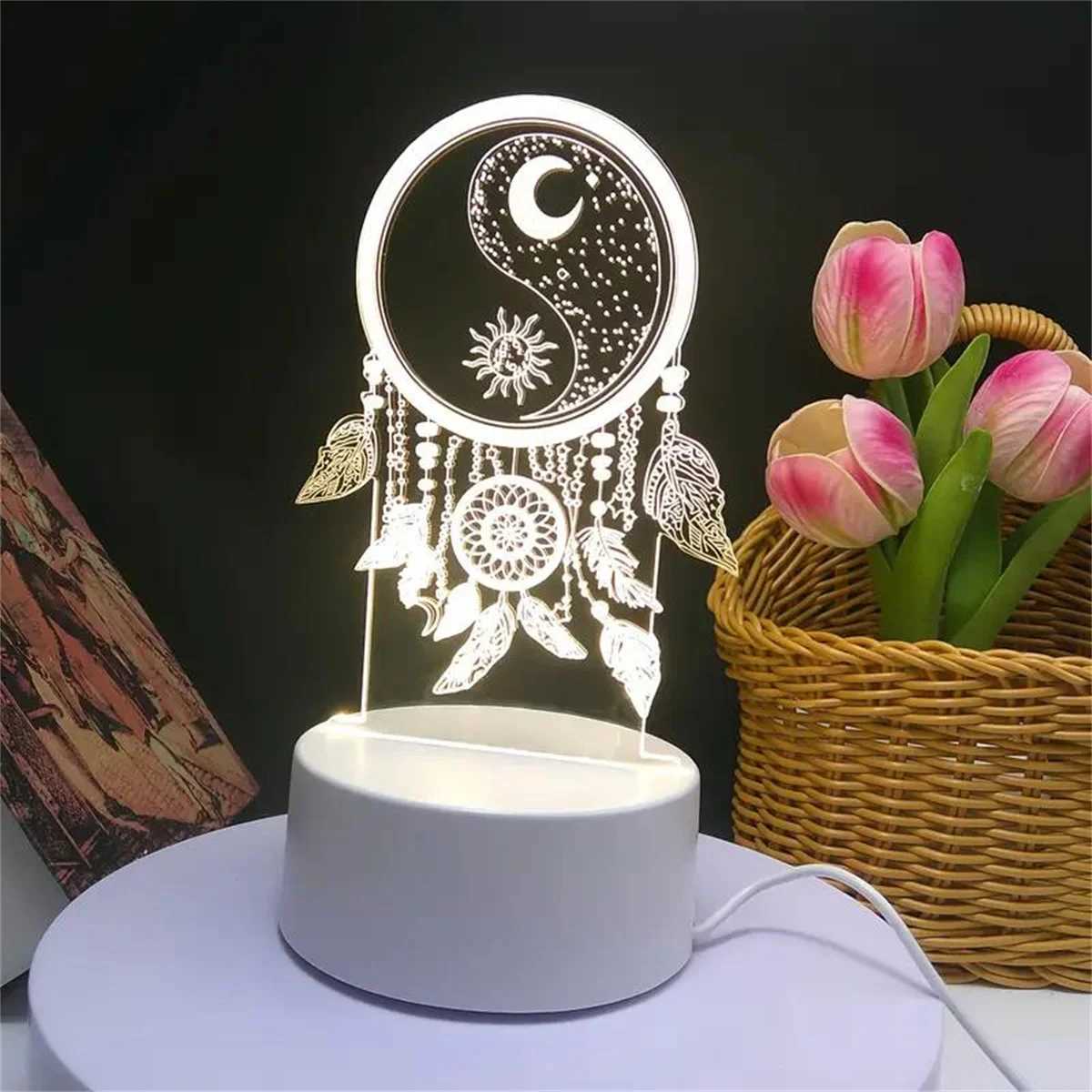 1pc Dream catcher 3D Night Light 3D Optical Illusion Lamp With Touch 7-Color Changing Ambient Light For Bedroom M251128