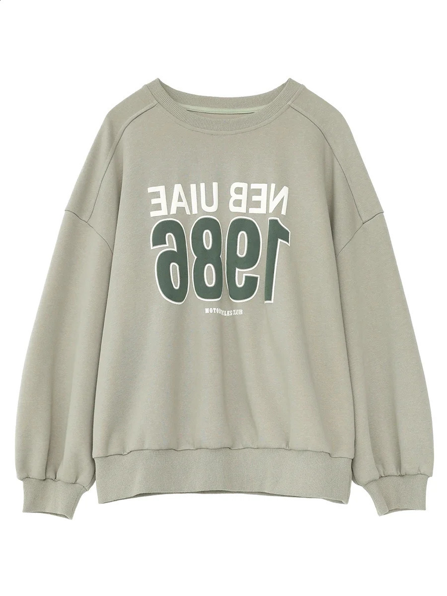 CHIC VEN Womens Sweater Loose Round Neck Letter Printed Hoodie Extra Large Top Autumn Spring 240814