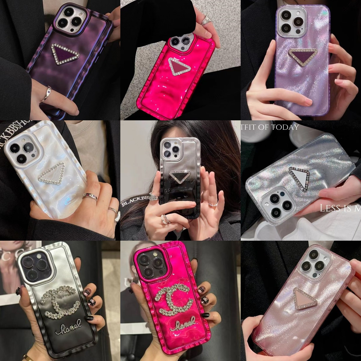 Designer phone case Cover for iphone 15 Promax 16 Pro 14 pro max 13promax Cases Luxury 3D Wave Folds Pattern hot pink Full Cover edge For Women Men