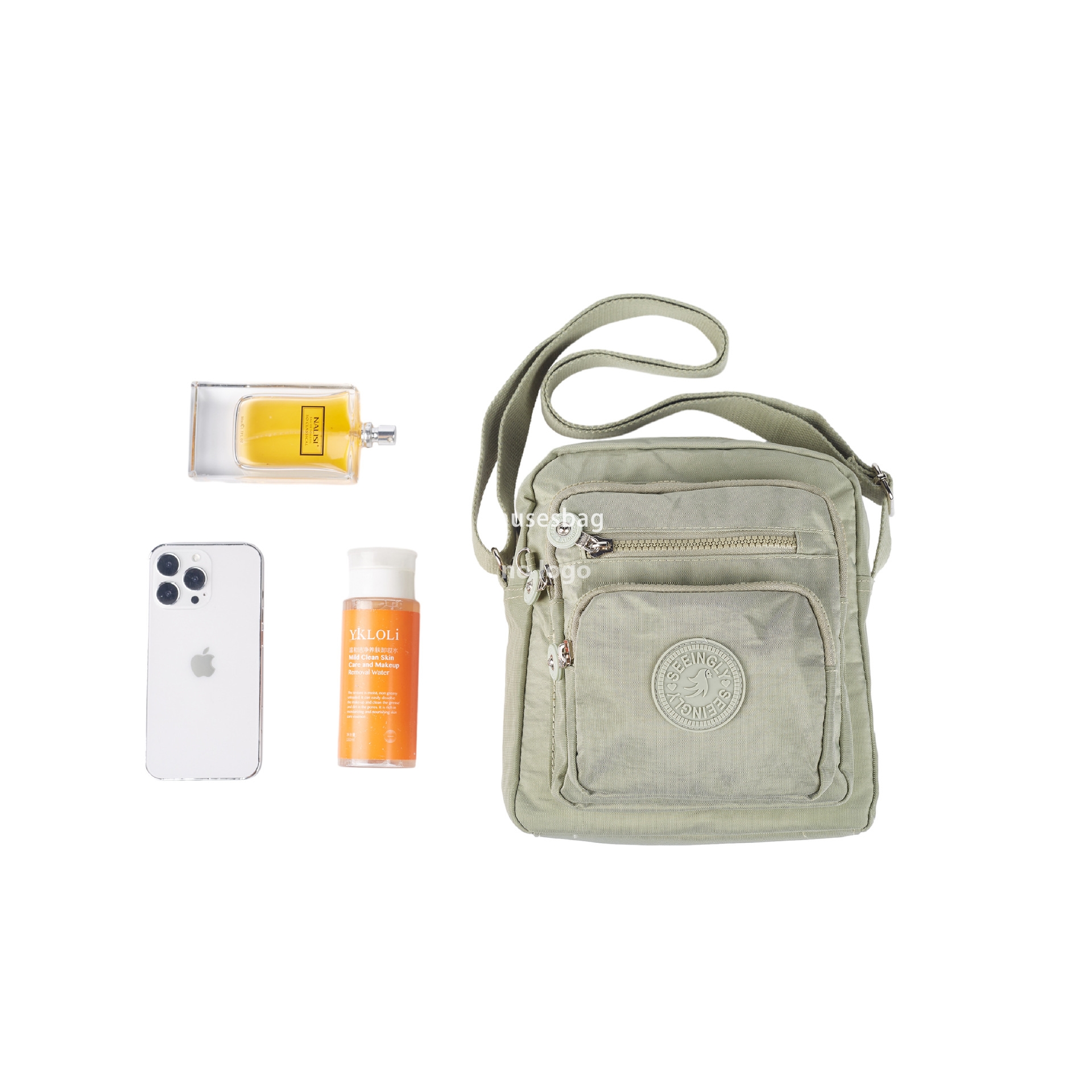 New daily simple single shoulder crossbody bag foreign trade waterproof wear-resistant lightweight multi-pocket large capacity nylon wash bag wholesal