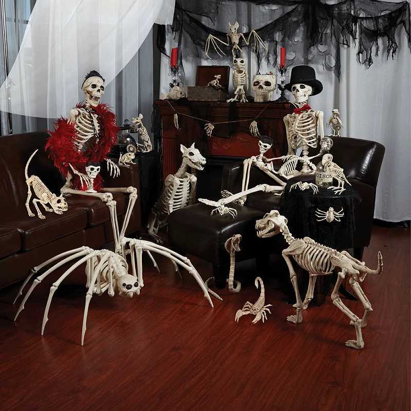 Skeleton Cat Kitten Lizard Bones Halloween Atmosphere Decoration Festival Supplies Creative Gift Human Skull Haunted House Decor CL240819