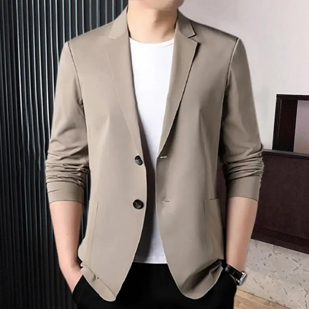 Handsome Men Suit Jacket Soft Smooth Solid Color Turn-down Collar Men Suit Jacket Groom Coat Commuting 240816