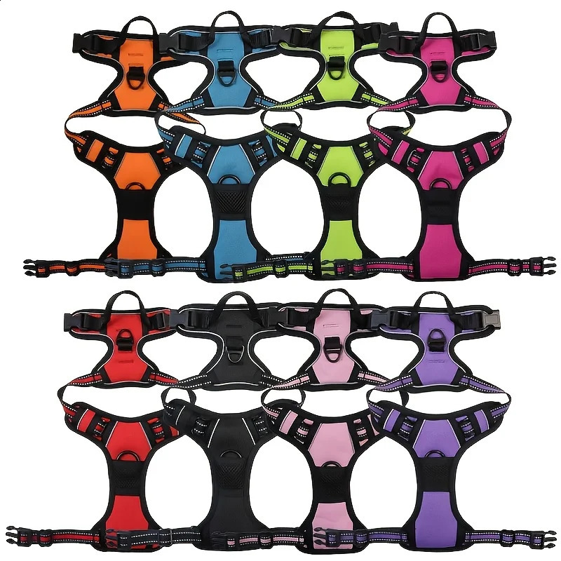 Adjustable Dog Harness Vest with Night Reflective Strip for Small Medium and Large Dogs for Outdoor Walking 250206