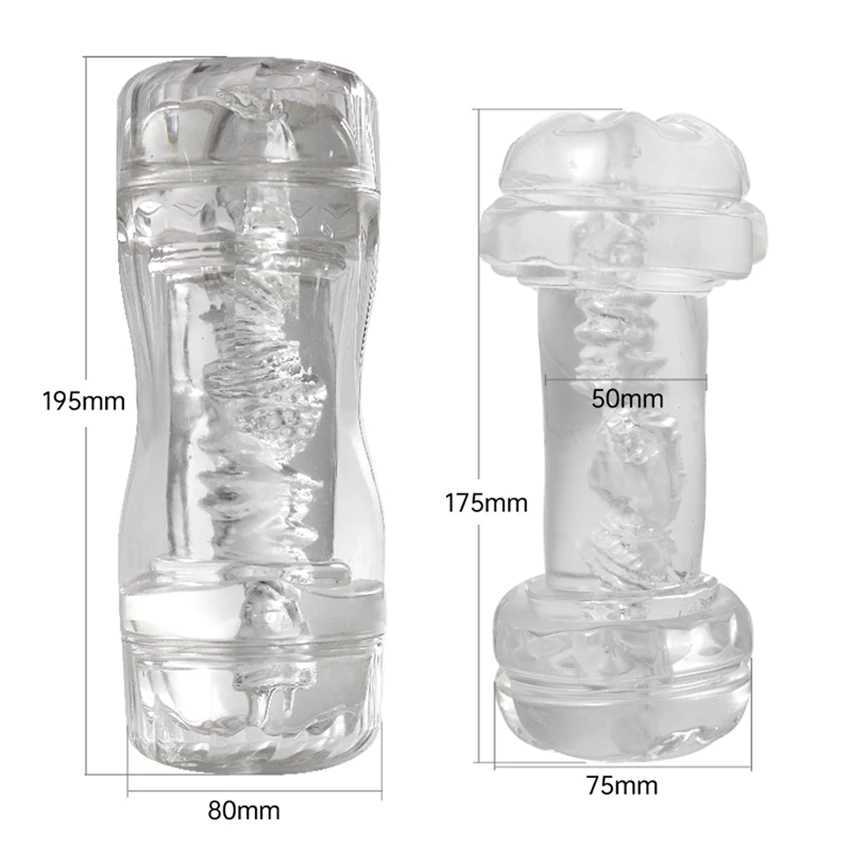 Male Masturbator Cup Soft Pussy Sex Toys Transparent Vagina Adult Endurance Exercise Sex Products Vacuum Pocket Cup for Men 18W250114
