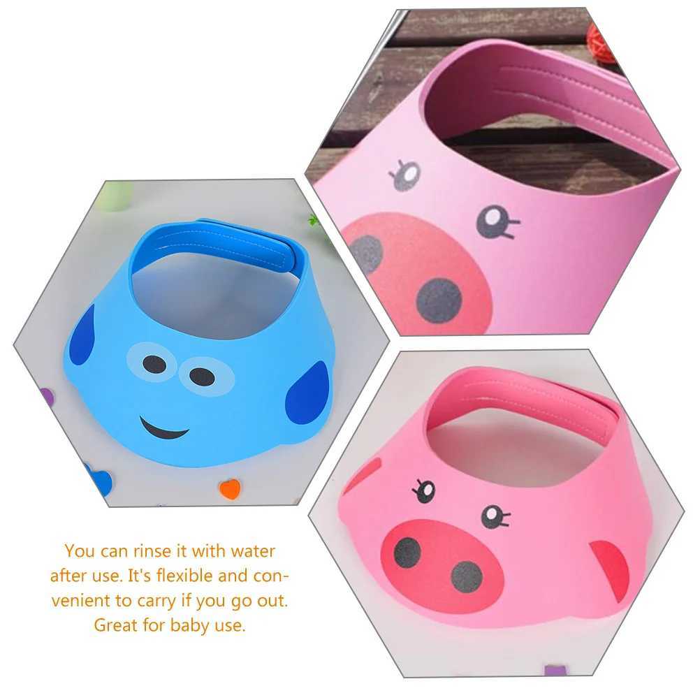 2 childrens shampoo caps toddler shower caps baby shower liners and childrens product labelsW240717
