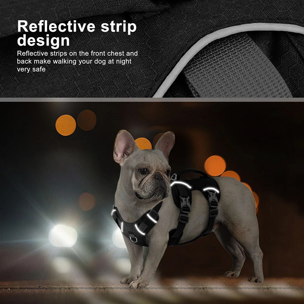 Nylon Pet Dog Harness Reflective Dog Harnesses Durable Vest With Handle Adjustable for Small Medium Large Dogs Bulldog Walking 250206