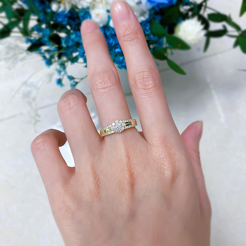 Ins Top Sell Wedding Designer Rings Handmade Vintage Jewelry Real 100% 925 Sterling Silver Gold Fill Round Cut White Moissanite Diamond Party Women Fl