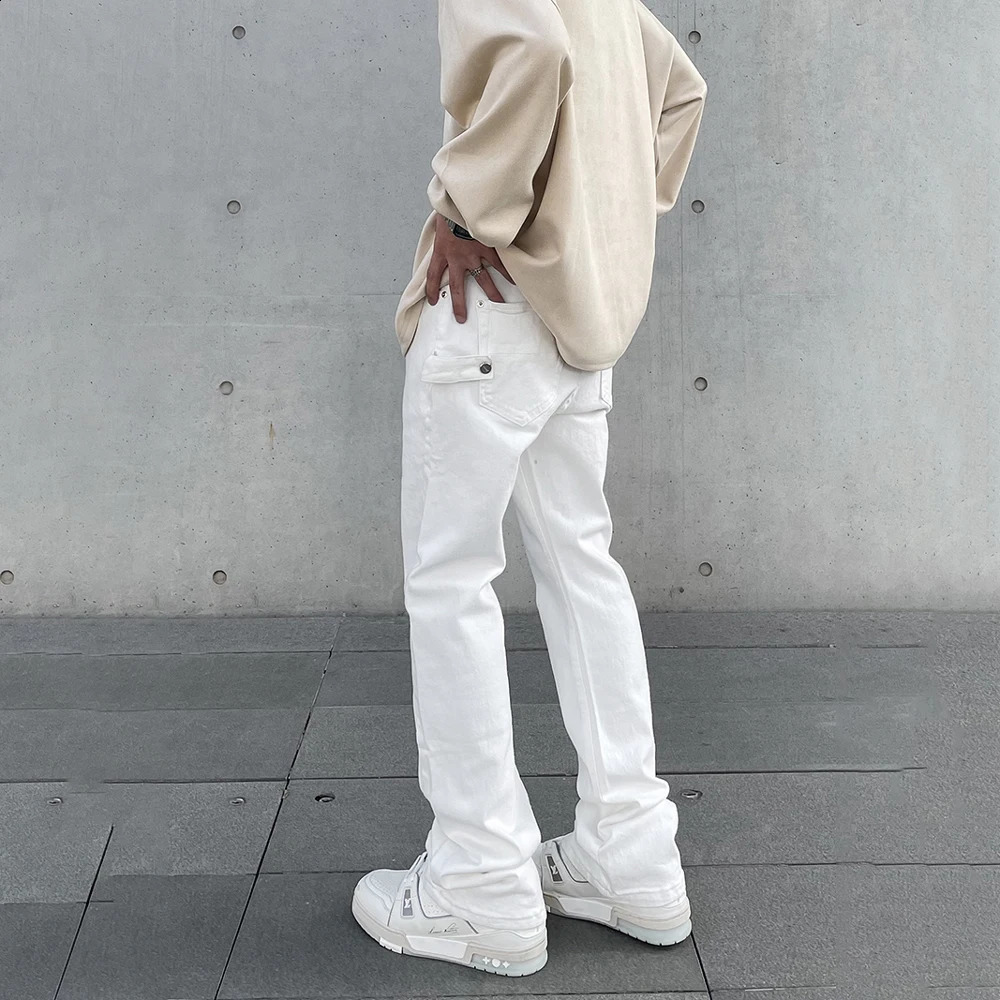 White Jeans for Men Y2k Skinny Street Fashion Slim Vaqueros Trousers Autumn Pantalones Hombre Streetwear Summer Fit Denim Pants 240814