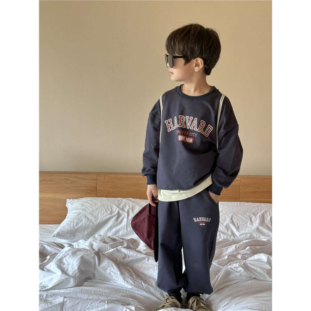 Children's 2024 Autumn New Product Boys' Letter Printed Sports Baby Hoodie and Pants Two Piece Set Trendy F53.9-08.19