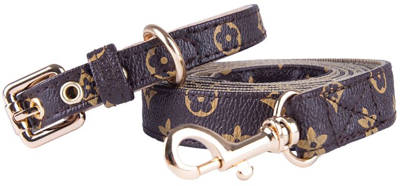 Dog Collars Leash Set Classic Presbya Designer Letters Pattern Print Leashes PU Leather Fashion Casual Adjustable Dogs Cats Neck Strap Cute Pet Collar