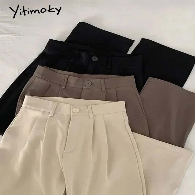 Yitimoky Black Suit Pants Women Casual High Waist Korean Fashion Office Elegant Straight Spring Summer Fall Winter Trousers 240816