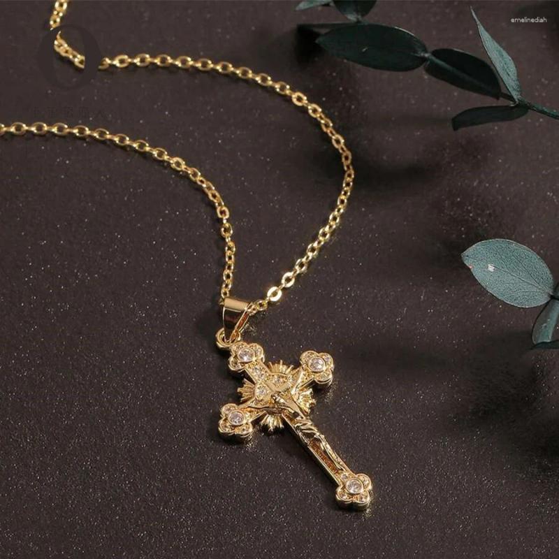 Shiny Gold Cross Pendant Necklace with Rhies - Hip Hop Jewelry for Men and Women 4