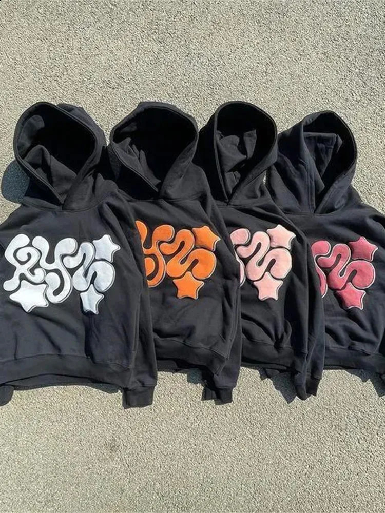 Retro Letter Printed Hoodie for Women Autumn and Winter Hooded Pullovers Jacket Korean Lazy Style Long Sleeved Tops 240816