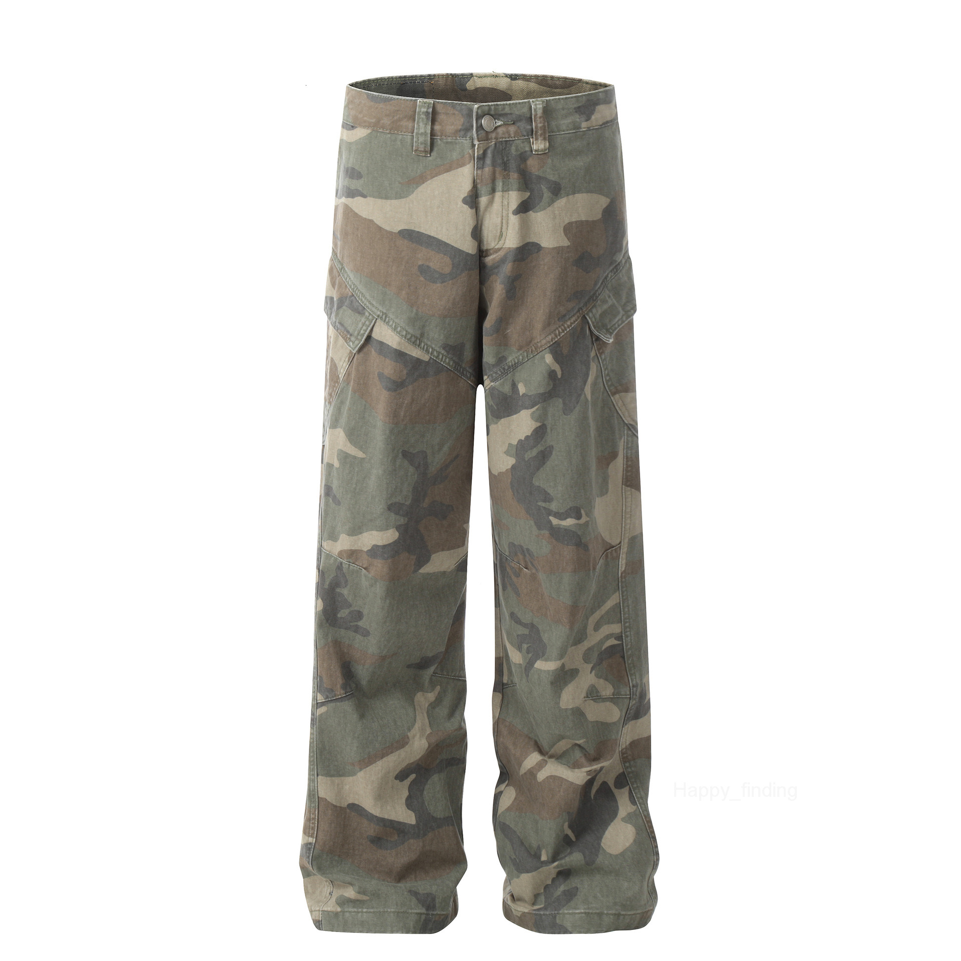 Trendy Street Heavy Craft Camouflage Design Straight Mens Cowboy Pants