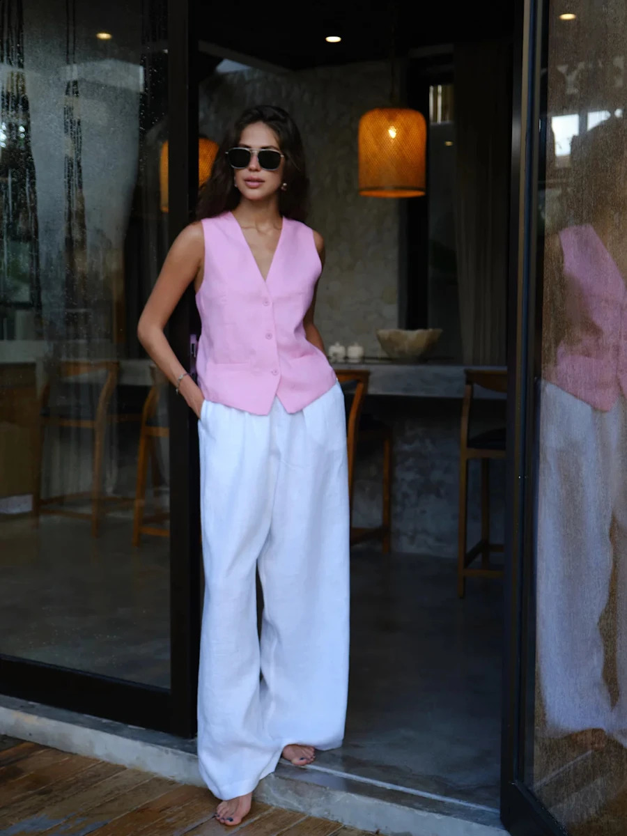 Bornladies Fashionable High Waisted Straight Leg Pants Women Loose Solid Fashion Chic Versatile Office Lady Commuting Pants 240816