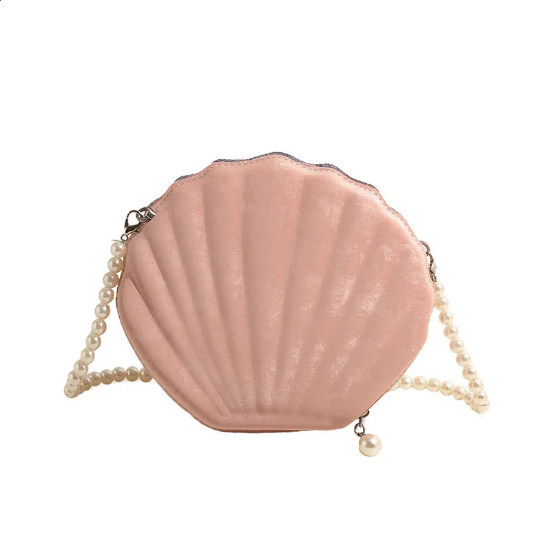 Evening Bags Shell Shape Women Clutch Bags 2024 Wedding Bridal Handbag Pearl Beaded Fashion Shell Chain Party Bags 241223