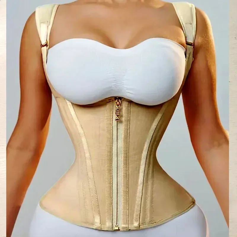 Body Shaper Shapewear Women Double Tummy Control Compression Waist Trainer Corset Adjustable Zipper and Hook-eyes Flat Belly 240810